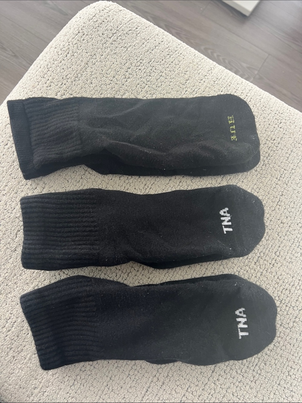 TNA Black Athletic Crew Socks with Subtle Logo - Picture 2 of 2